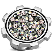 Load image into Gallery viewer, TK1113 - High polished (no plating) Stainless Steel Ring with Top Grade Crystal  in Multi Color