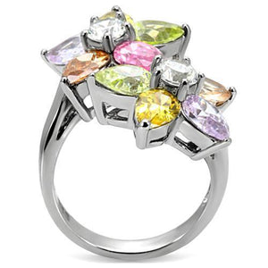 Kered Cocktail Ring - Stainless Steel, AAA CZ , Multi Color - TK111