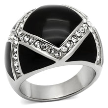 Load image into Gallery viewer, TK1132 - High polished (no plating) Stainless Steel Ring with Top Grade Crystal  in Clear