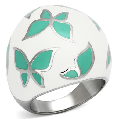 TK1137 - High polished (no plating) Stainless Steel Ring with Epoxy  in Emerald