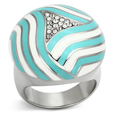 Load image into Gallery viewer, TK1138 - High polished (no plating) Stainless Steel Ring with Top Grade Crystal  in Clear