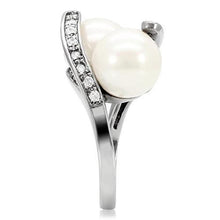 Load image into Gallery viewer, TK113 - High polished (no plating) Stainless Steel Ring with Synthetic Pearl in White