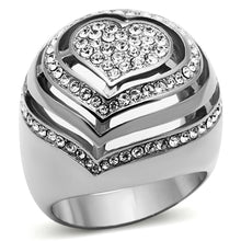 Load image into Gallery viewer, TK1141 - High polished (no plating) Stainless Steel Ring with Top Grade Crystal  in Clear