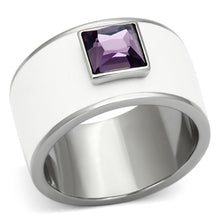 Load image into Gallery viewer, TK1142 - High polished (no plating) Stainless Steel Ring with Synthetic Synthetic Glass in Amethyst