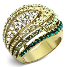 Load image into Gallery viewer, TK1145 - IP Gold(Ion Plating) Stainless Steel Ring with Top Grade Crystal  in Multi Color