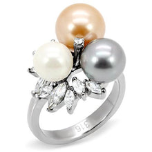 Load image into Gallery viewer, TK114 - High polished (no plating) Stainless Steel Ring with Synthetic Pearl in Multi Color