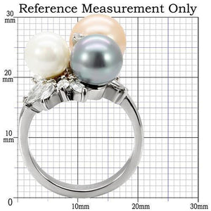 TK114 - High polished (no plating) Stainless Steel Ring with Synthetic Pearl in Multi Color