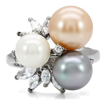 Load image into Gallery viewer, TK114 - High polished (no plating) Stainless Steel Ring with Synthetic Pearl in Multi Color