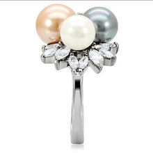 Load image into Gallery viewer, TK114 - High polished (no plating) Stainless Steel Ring with Synthetic Pearl in Multi Color