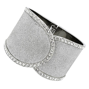 TK1152 - High polished (no plating) Stainless Steel Bangle with Top Grade Crystal  in Clear