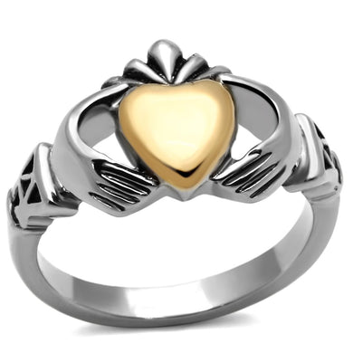 TK1157 - Two-Tone IP Gold (Ion Plating) Stainless Steel Ring with No Stone