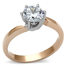 Load image into Gallery viewer, TK1161 - Two-Tone IP Rose Gold Stainless Steel Ring with AAA Grade CZ  in Clear