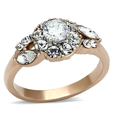 Load image into Gallery viewer, TK1164 - Two-Tone IP Rose Gold Stainless Steel Ring with AAA Grade CZ  in Clear