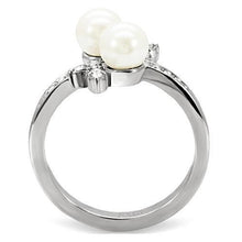 Load image into Gallery viewer, TK116 - High polished (no plating) Stainless Steel Ring with Synthetic Pearl in White