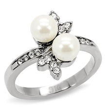 Load image into Gallery viewer, TK116 - High polished (no plating) Stainless Steel Ring with Synthetic Pearl in White