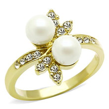 Load image into Gallery viewer, TK116G - IP Gold(Ion Plating) Stainless Steel Ring with Synthetic Pearl in White