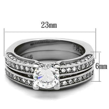 Load image into Gallery viewer, TK1175 - High polished (no plating) Stainless Steel Ring with AAA Grade CZ  in Clear