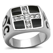 Load image into Gallery viewer, TK1179 - High polished (no plating) Stainless Steel Ring with Top Grade Crystal  in Clear