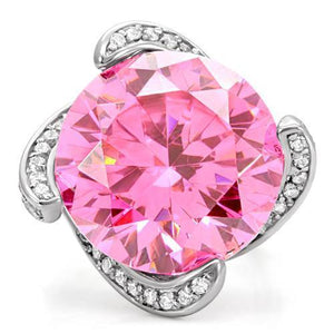 TK117 - High polished (no plating) Stainless Steel Ring with AAA Grade CZ  in Rose