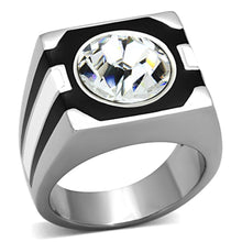 Load image into Gallery viewer, TK1181 - High polished (no plating) Stainless Steel Ring with Top Grade Crystal  in Clear