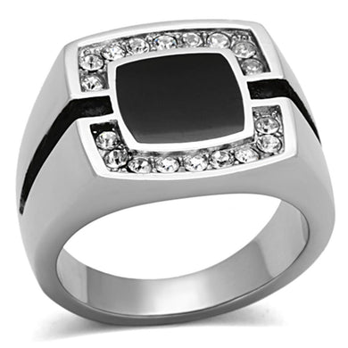 TK1183 - High polished (no plating) Stainless Steel Ring with Top Grade Crystal  in Clear