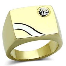 Load image into Gallery viewer, TK1186 - Two-Tone IP Gold (Ion Plating) Stainless Steel Ring with Top Grade Crystal  in Clear