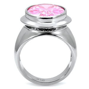 TK118 - High polished (no plating) Stainless Steel Ring with AAA Grade CZ  in Rose