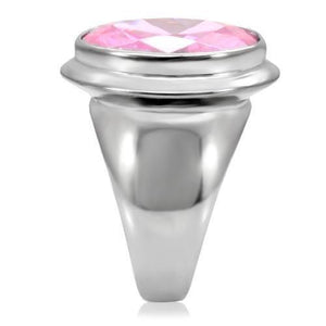 TK118 - High polished (no plating) Stainless Steel Ring with AAA Grade CZ  in Rose