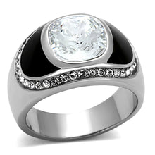 Load image into Gallery viewer, TK1199 - High polished (no plating) Stainless Steel Ring with Top Grade Crystal  in Clear