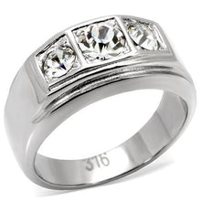 Load image into Gallery viewer, TK119 - High polished (no plating) Stainless Steel Ring with Top Grade Crystal  in Clear