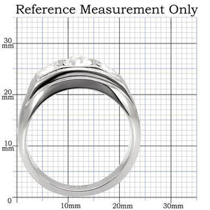 TK119 - High polished (no plating) Stainless Steel Ring with Top Grade Crystal  in Clear