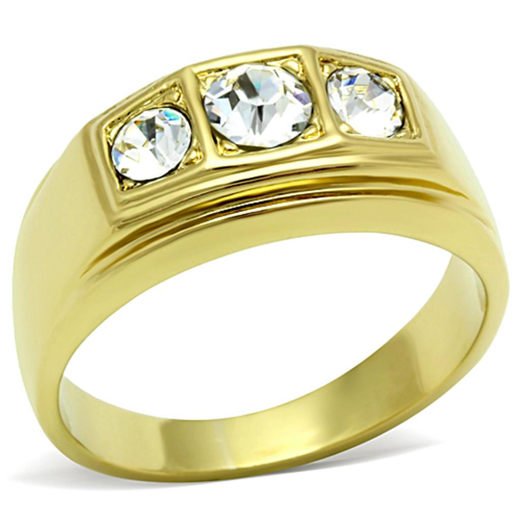 TK119G - IP Gold(Ion Plating) Stainless Steel Ring with Top Grade Crystal  in Clear