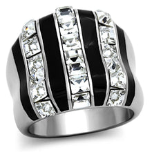 Load image into Gallery viewer, TK1213 - High polished (no plating) Stainless Steel Ring with Top Grade Crystal  in Clear