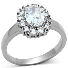 Load image into Gallery viewer, TK1223 - High polished (no plating) Stainless Steel Ring with AAA Grade CZ  in Clear