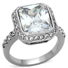 Load image into Gallery viewer, TK1226 - High polished (no plating) Stainless Steel Ring with AAA Grade CZ  in Clear