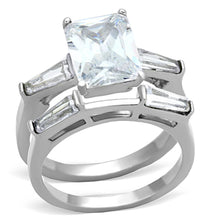 Load image into Gallery viewer, TK1229 - High polished (no plating) Stainless Steel Ring with AAA Grade CZ  in Clear