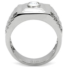 Load image into Gallery viewer, TK122 - High polished (no plating) Stainless Steel Ring with AAA Grade CZ  in Clear