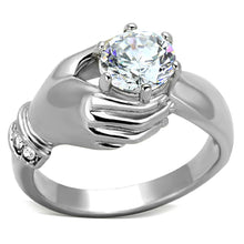 Load image into Gallery viewer, TK1230 - High polished (no plating) Stainless Steel Ring with AAA Grade CZ  in Clear