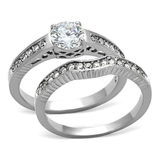 Load image into Gallery viewer, TK1231 - High polished (no plating) Stainless Steel Ring with AAA Grade CZ  in Clear