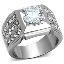 Load image into Gallery viewer, TK1233 - High polished (no plating) Stainless Steel Ring with AAA Grade CZ  in Clear