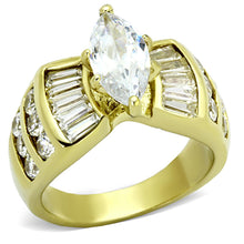 Load image into Gallery viewer, TK1235 - IP Gold(Ion Plating) Stainless Steel Ring with AAA Grade CZ  in Clear