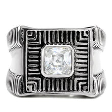 Load image into Gallery viewer, TK123 - High polished (no plating) Stainless Steel Ring with AAA Grade CZ  in Clear