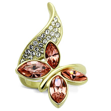 Load image into Gallery viewer, TK1288 - IP Gold(Ion Plating) Stainless Steel Ring with Top Grade Crystal  in Light Peach