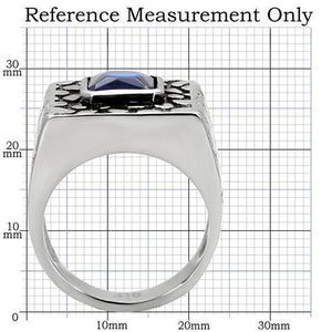 TK128 - High polished (no plating) Stainless Steel Ring with Synthetic Synthetic Glass in Montana