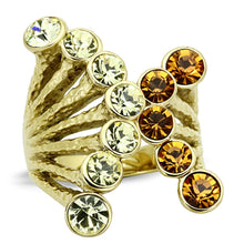 Load image into Gallery viewer, TK1291 - IP Gold(Ion Plating) Stainless Steel Ring with Top Grade Crystal  in Multi Color