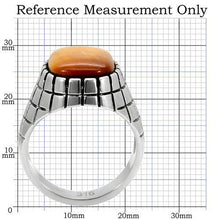 Load image into Gallery viewer, TK129 - High polished (no plating) Stainless Steel Ring with Synthetic Tiger Eye in Topaz