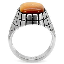 Load image into Gallery viewer, TK129 - High polished (no plating) Stainless Steel Ring with Synthetic Tiger Eye in Topaz