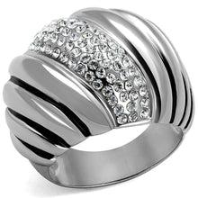 Load image into Gallery viewer, TK1304 - High polished (no plating) Stainless Steel Ring with Top Grade Crystal  in Clear