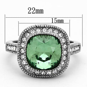 TK1317 - High polished (no plating) Stainless Steel Ring with Top Grade Crystal  in Emerald