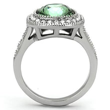 Load image into Gallery viewer, TK1317 - High polished (no plating) Stainless Steel Ring with Top Grade Crystal  in Emerald